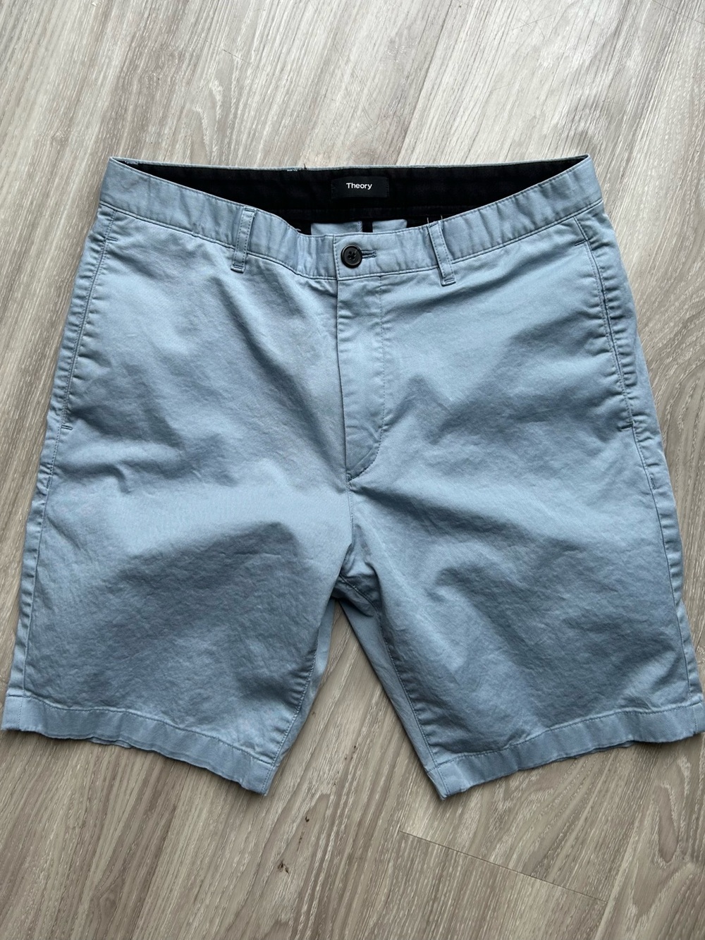 Theory | Sky Blue Flat-Front Stretch Cotton Shorts (31" W)